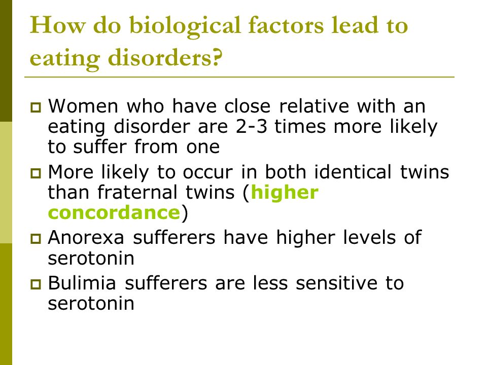 Eating disorders and a psychological factors
